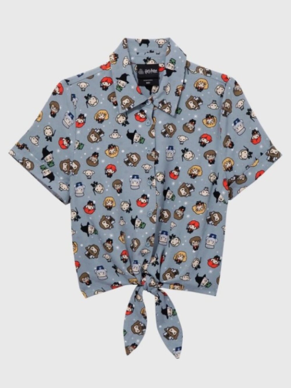 Harry Potter Chibi Womens Tie-Front Button Up Top BoxLunch Exclusive NWT Large